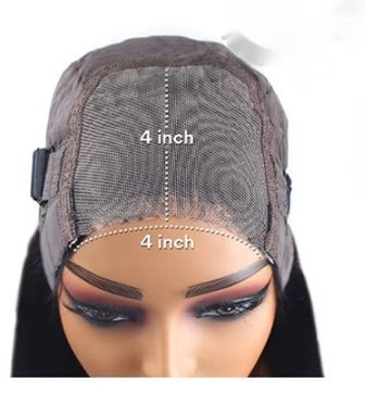 Glueless straight human hair wig with 150%–220% density