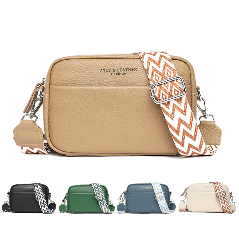 Quilted wide-strap crossbody bag