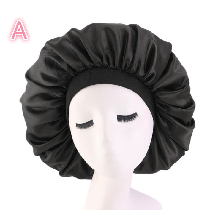 Satin-lined sleep bonnet for hair