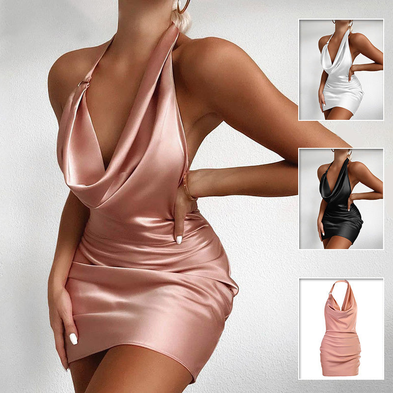 Women’s satin V-neck mini dress