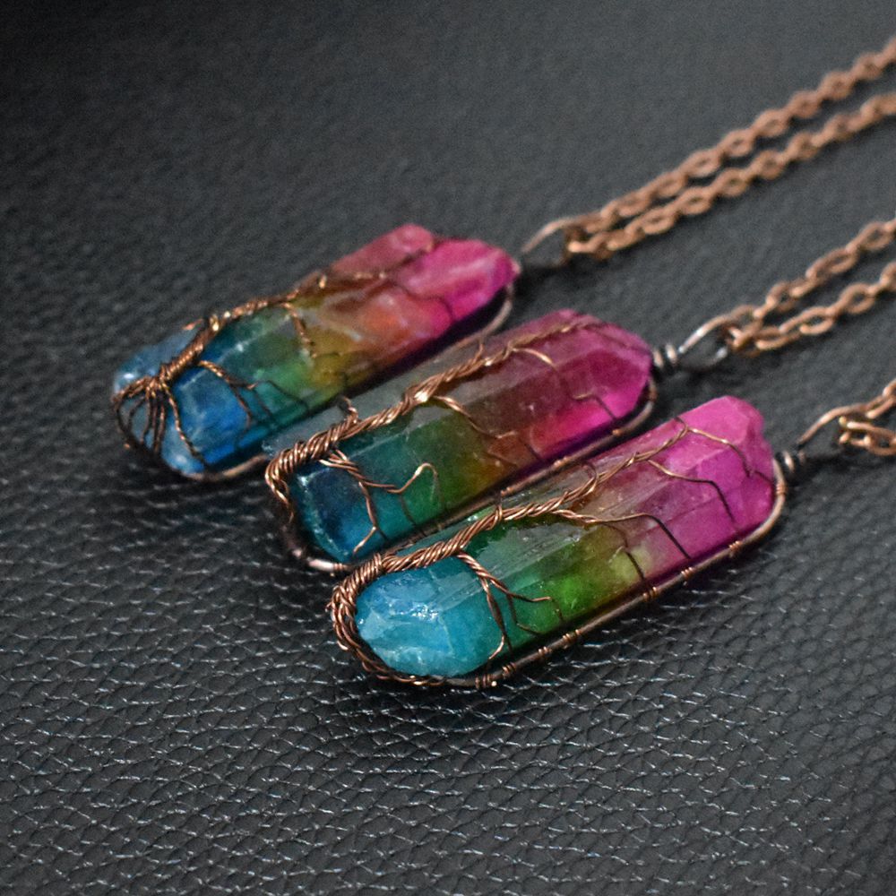 Natural stone Tree of Life pendant necklace