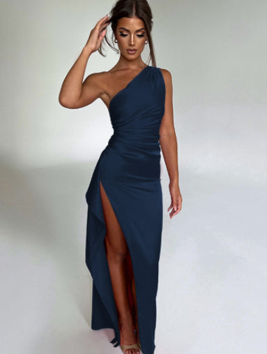 Satin one-shoulder evening dress, product view 11