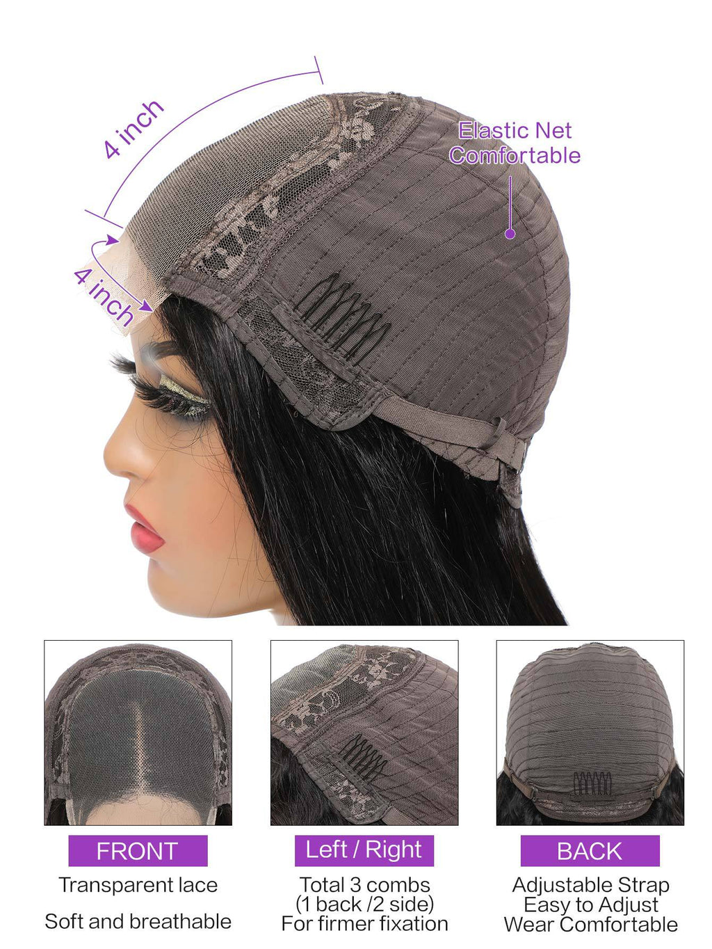 Natural lace human hair wig with 150% density