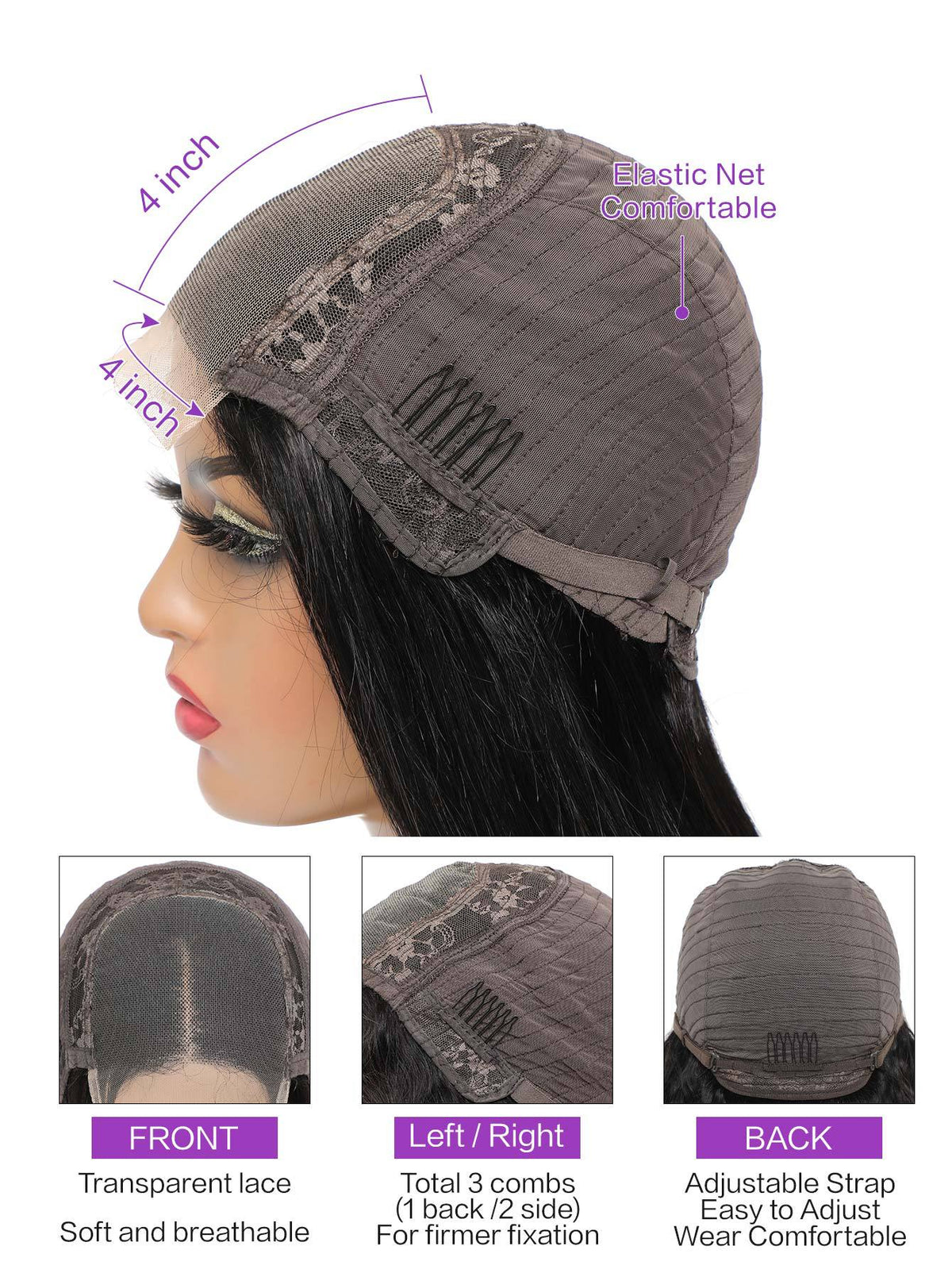 Natural lace human hair wig with 150% density