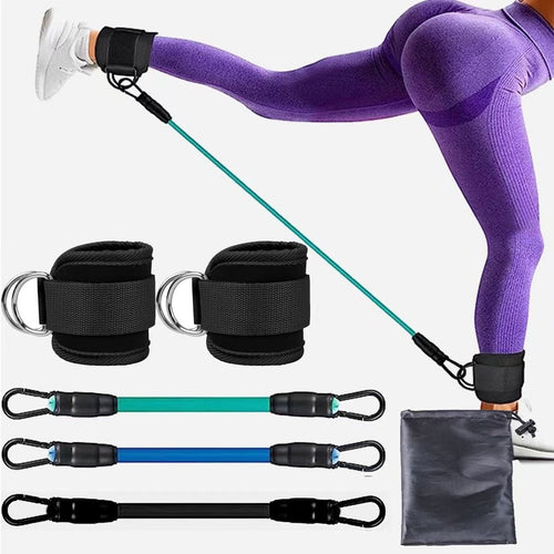 Ankle resistance bands with cuffs for glute and leg workouts
