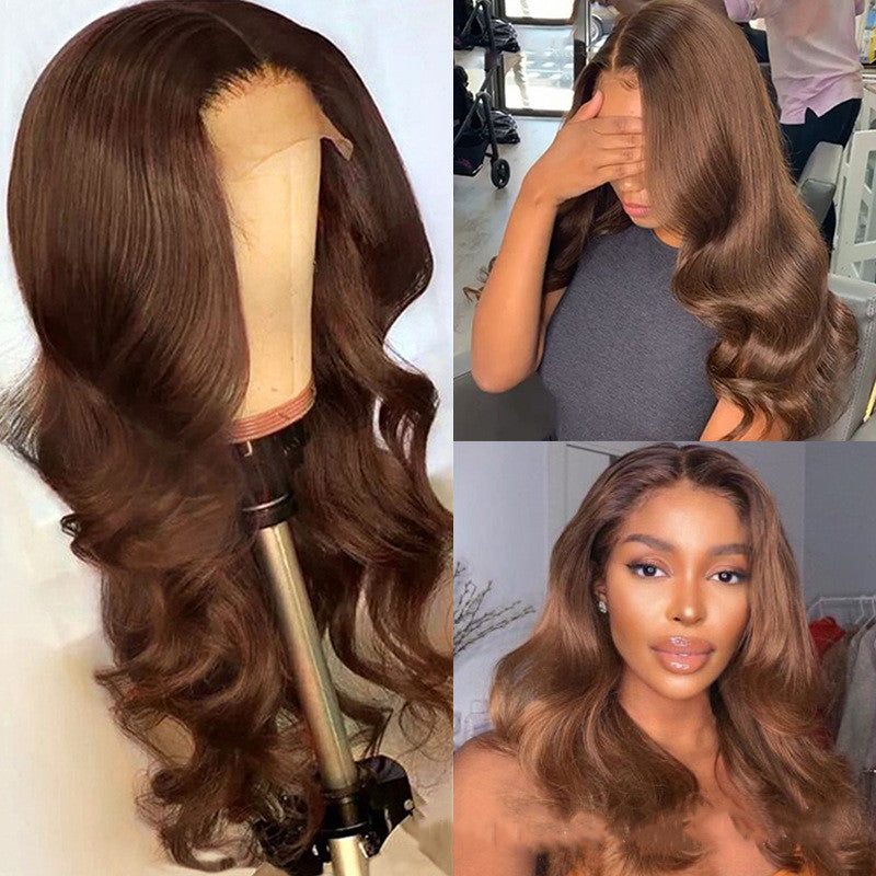 Brown lace-front human hair wig in 13×4 and 13×6 lace sizes