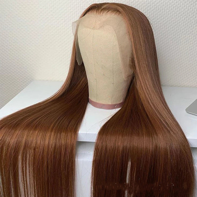 Brown lace-front human hair wig in 13×4 and 13×6 lace sizes