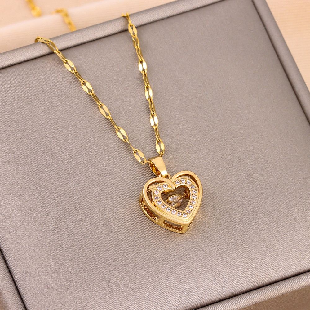 Layered heart pendant necklace