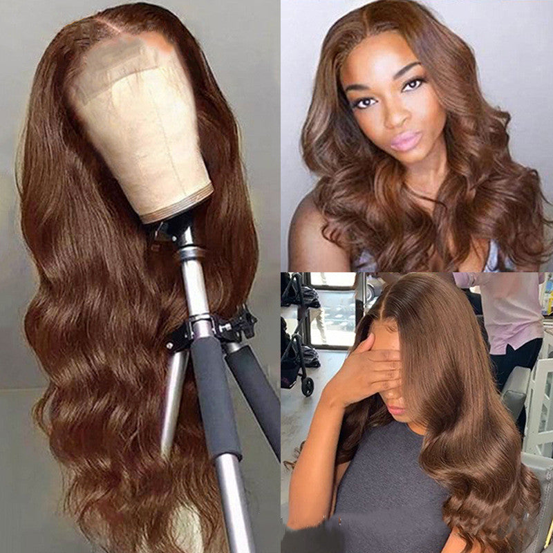 Brown lace-front human hair wig in 13×4 and 13×6 lace sizes
