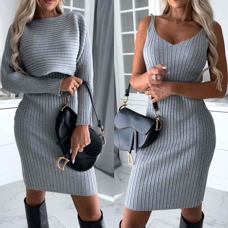 Women’s striped two-piece top and skirt set